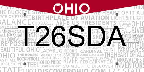 T26SDA Ohio License Plate