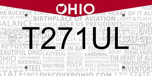 T271UL Ohio License Plate