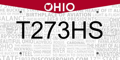 T273HS Ohio License Plate