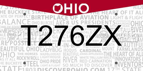 T276ZX Ohio License Plate