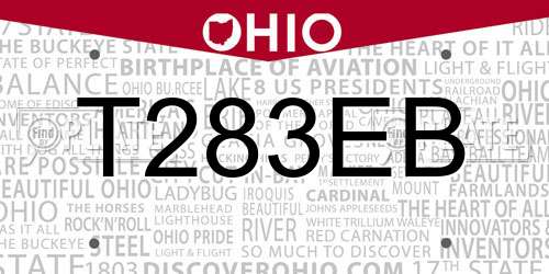 T283EB Ohio License Plate