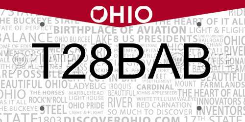 T28BAB Ohio License Plate