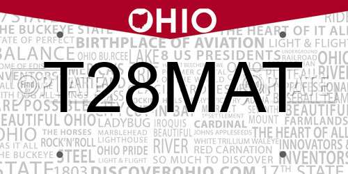 T28MAT Ohio License Plate