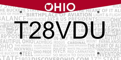 T28VDU Ohio License Plate