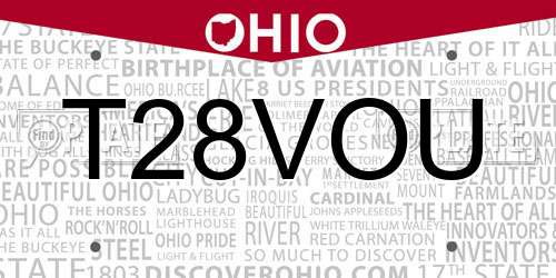 T28VOU Ohio License Plate