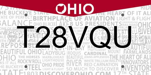T28VQU Ohio License Plate