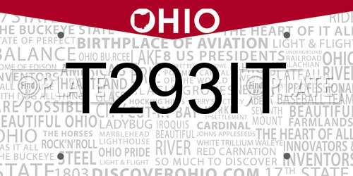 T293IT Ohio License Plate