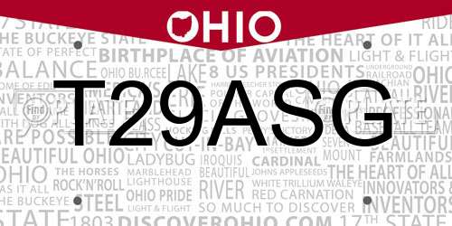 T29ASG Ohio License Plate