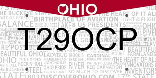 T29OCP Ohio License Plate