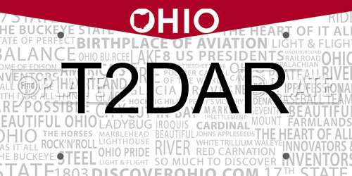 T2DAR Ohio License Plate