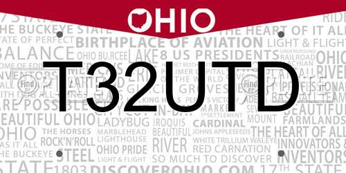 T32UTD Ohio License Plate