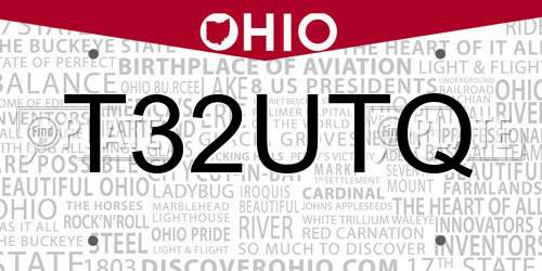 T32UTQ Ohio License Plate