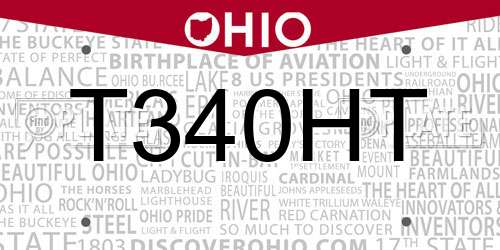 T340HT Ohio License Plate