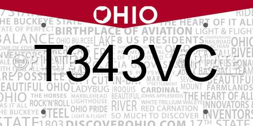 T343VC Ohio License Plate