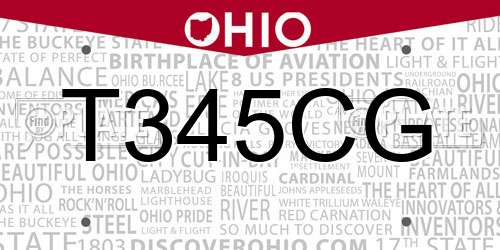 T345CG Ohio License Plate