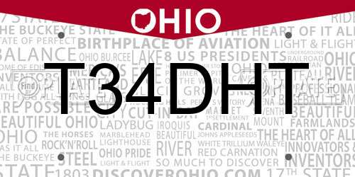 T34DHT Ohio License Plate