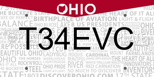 T34EVC Ohio License Plate