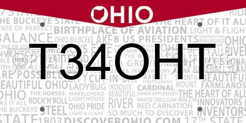 T34OHT Ohio License Plate