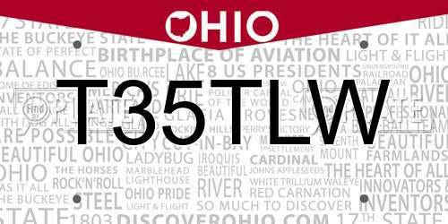 T35TLW Ohio License Plate