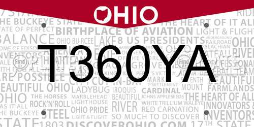 T360YA Ohio License Plate