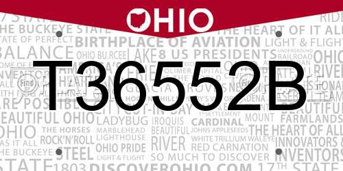 T36552B Ohio License Plate
