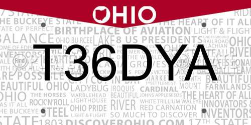 T36DYA Ohio License Plate