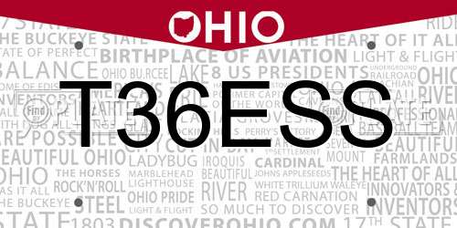 T36ESS Ohio License Plate