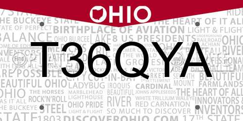 T36QYA Ohio License Plate