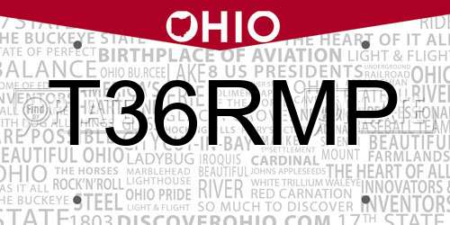 T36RMP Ohio License Plate