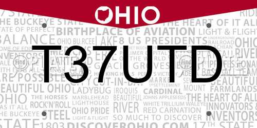 T37UTD Ohio License Plate