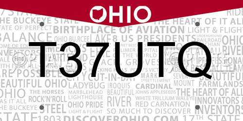 T37UTQ Ohio License Plate