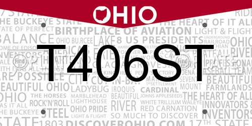 T406ST Ohio License Plate