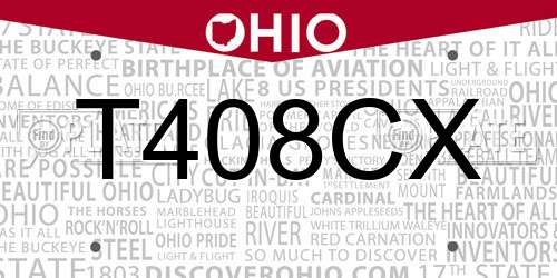 T408CX Ohio License Plate