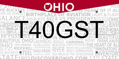 T40GST Ohio License Plate