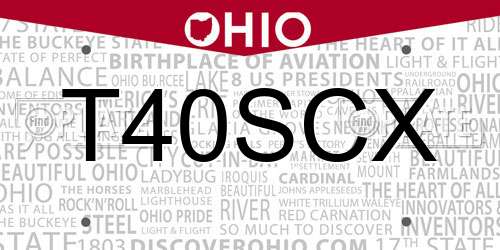T40SCX Ohio License Plate