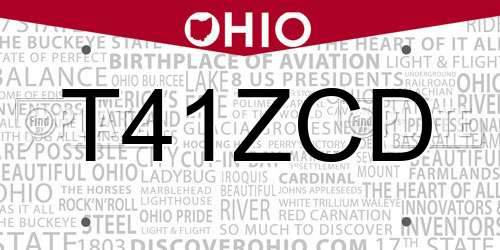 T41ZCD Ohio License Plate