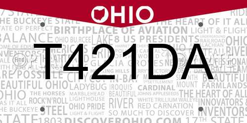 T421DA Ohio License Plate