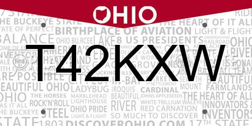 T42KXW Ohio License Plate
