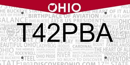 T42PBA Ohio License Plate