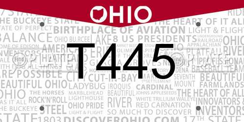 T445 Ohio License Plate