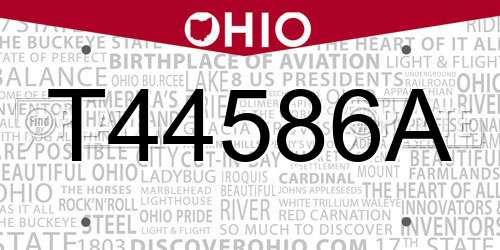 T44586A Ohio License Plate