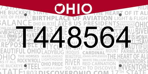T448564 Ohio License Plate