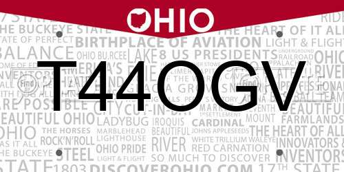 T44OGV Ohio License Plate