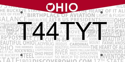T44TYT Ohio License Plate