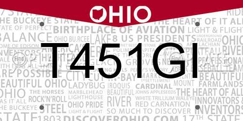 T451GI Ohio License Plate