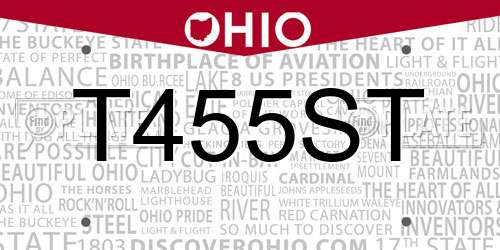 T455ST Ohio License Plate