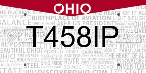 T458IP Ohio License Plate