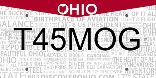 T45MOG Ohio License Plate