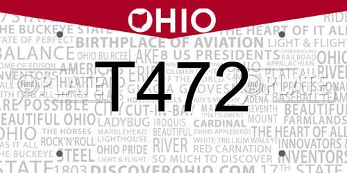 T472 Ohio License Plate