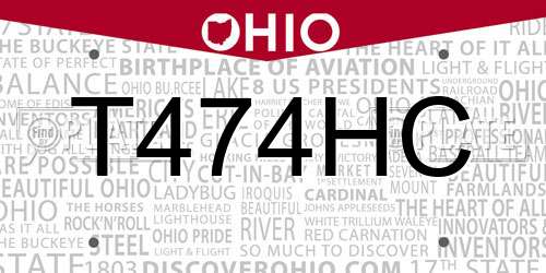 T474HC Ohio License Plate